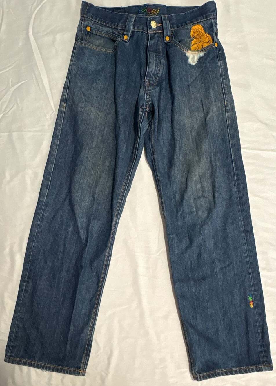 Coogi Jeans Mens W32 L34 Blue Vintage Baggy Embroidered Denim Pants